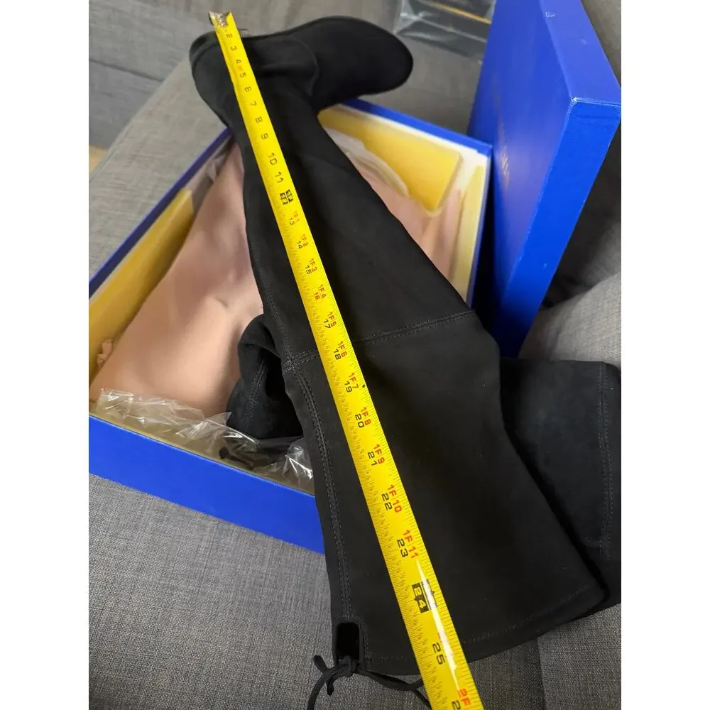 New Stuart Weitzman Lowland Black Suede Over The Knee Boots Size 9.5 Womens $950